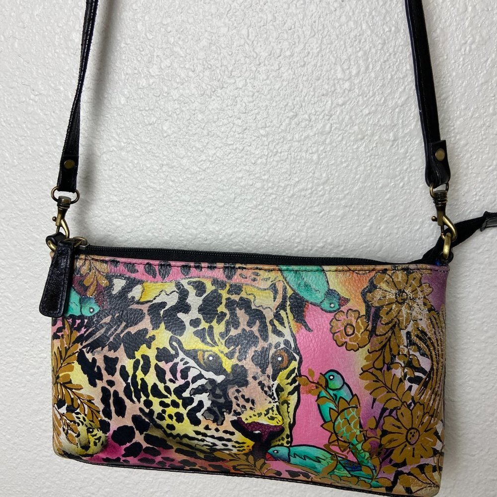 Artistic Expressions hand painted purse bag Jungle Tiger Birds
